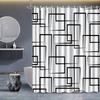Minimalist Modern Black & White Geometric Shower Curtain, Elegant Bathroom Decor, Box Line Design, High-End Polyester Fabric