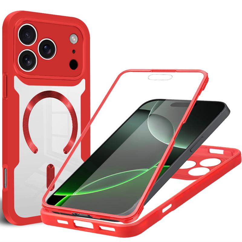 Полностью закрывающий магнитный чехол для iPhone 17 Pro Max - Совместим с моделями 13-17, Прозрачный дизайн