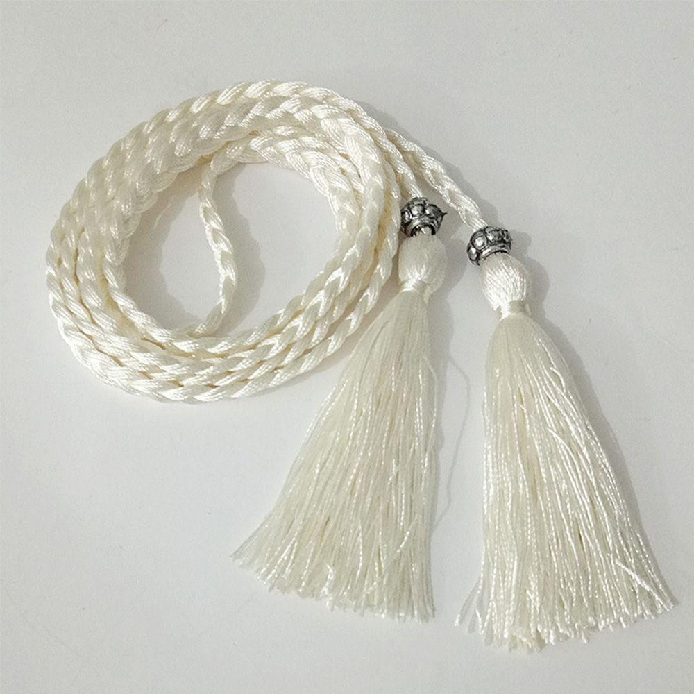 Decorated Thin Dress Bow Waistband Woven Rope Waist Chain Tassles Belts Waist Rope Braided Belts
