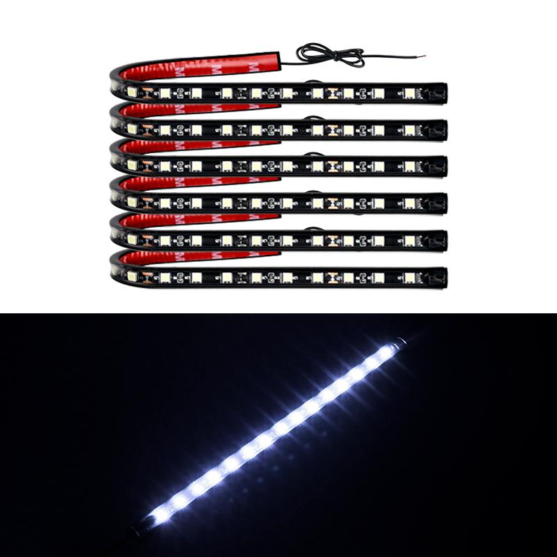 6pcs LED Strip Car Bottom Underglow Light Flexible LED Underbody Light Auto Decorative Ambient Atmosphere Lamp DRL For Car 12V