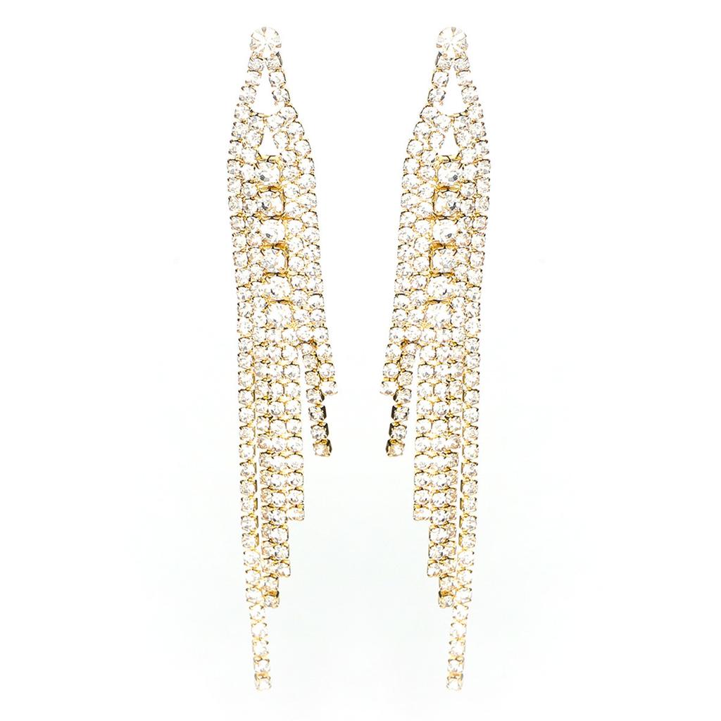 Senior Sense Of Luxury Super Flash Ab Rhinestone Long Tassel Earrings Female Fashion Temperament Earrings