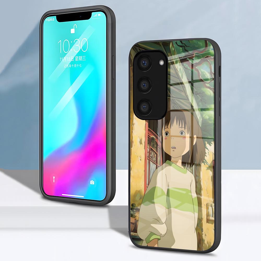Чехол для телефона S-Spirited CARTOON A-Away для Samsung S26 S25 S24 FE S23 S22 S21 Plus S20 Ultra Note20Ultra Черная стеклянная крышка