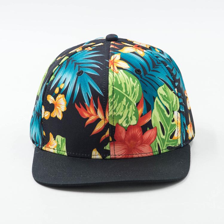 OEM Fashion Polyester Flat Brim Snap Back All Over Printed Sublimation Custom Designer Casquette Snapback Cap for Men