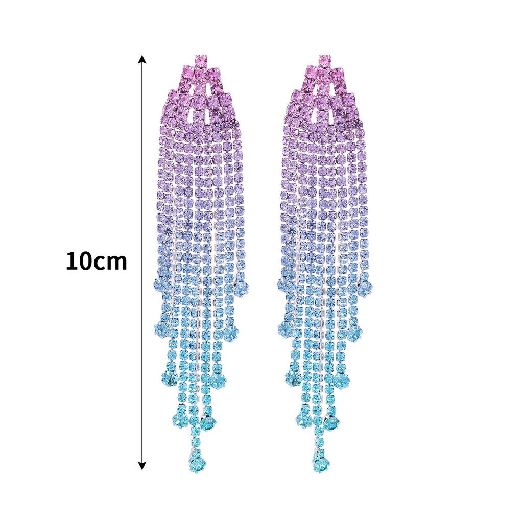 Temperament Senior Sense Of Set Rhinestone Tassel Long Earrings Light Luxury Style Fashion Women's Earrings New Earrings 1 Pair
