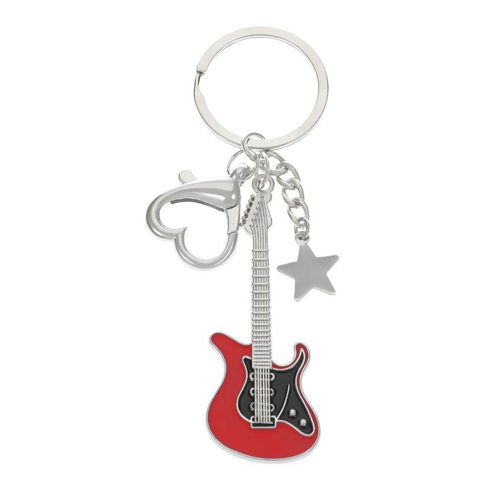 Guitar Guitar Keyring Star Musical Instrument Keychain Guitar Key Chain Musician Jewelry Gift
