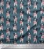 Soimoi Japan Crepe Satin Fabric Bow & Boston Terrier Dog Print Fabric by the Metre 42 Inch