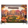 One Large Autumn Pumpkin Background Fabric with Scarecrows and Sunflowers, Suitable for Newborn Photos and Portraits