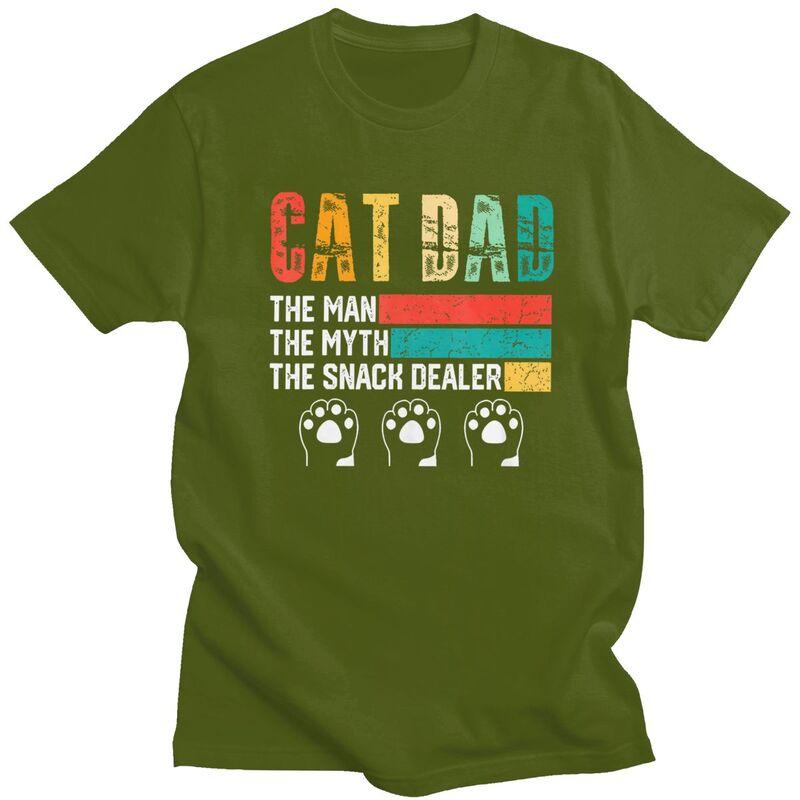 Custom Cool Vintage Cat Dad T Shirt Men Pure Cotton Tshirt Leisure Father Day Gift Tees Fashion Tshirt