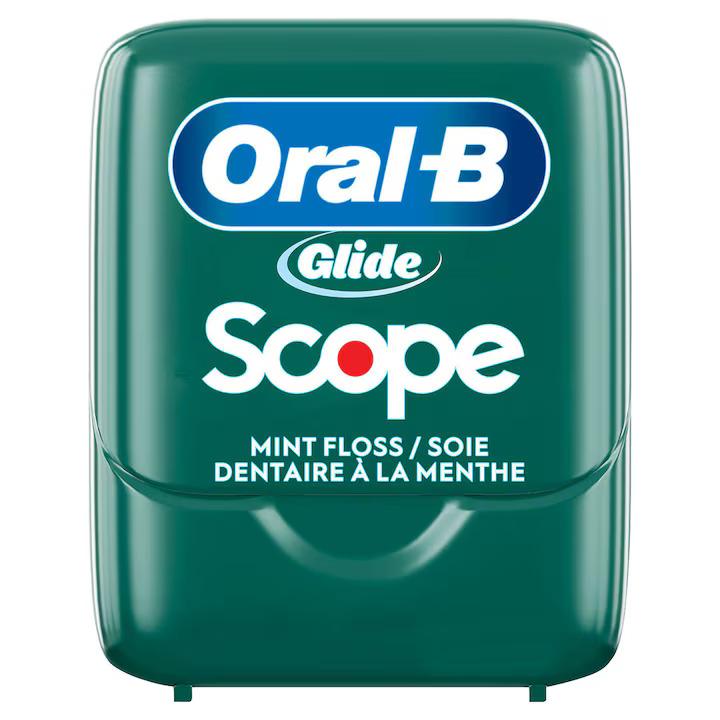 Dental Floss, Oral-B, Glide, Scope, Mint Floss, Smooth Texture, Break Resistant, 40M