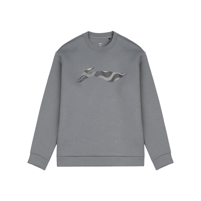 Толстовки Li Ning Мужские Серо-серебристые С круглым вырезом Умеренные AWDVK37-1