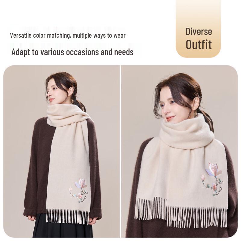JIUMU Women's Pure Wool Winter Scarf