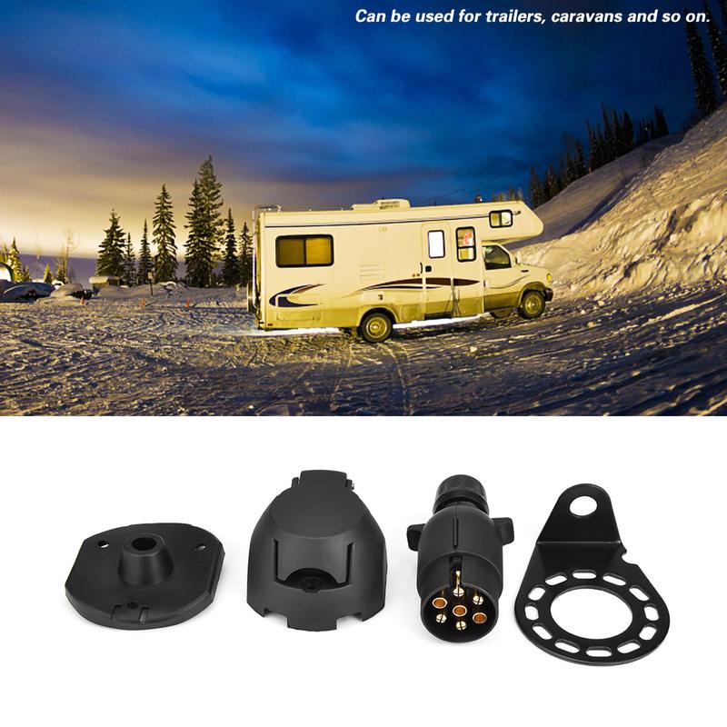 12N 7Pin Trailer Plug Socket Connector Adapter Bracket for Trailer Caravan Towing Towbar Trailer Socket