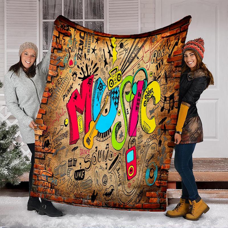Guitar Print Blanket Soft Comfortable All Seasons Suitable Sofa Office Nap Travel Birthday Gift Christmas Present