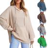 Autumn Winter Women's Hooded Sweatshirt Waffle Knit Side Slit Pullover Long Sleeved Hoodies & Sweatshirts (women’s)