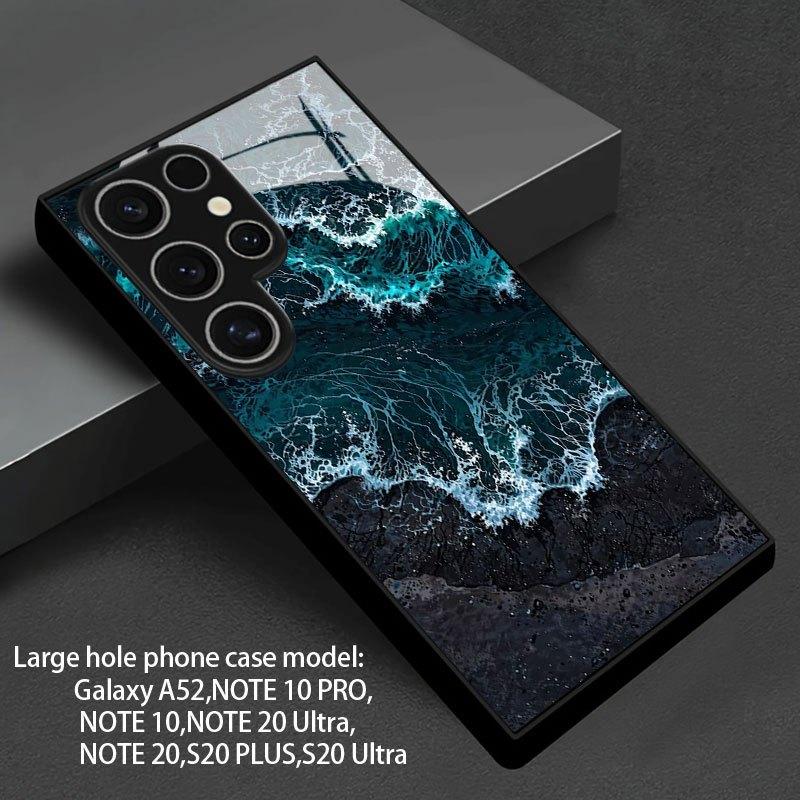 Стеклянный чехол для телефона с рисунком волн и камней, подходит для Samsung Galaxy S26 S25 S24 S23 S22 S21 S20 FE/Ultra/Plus, противоударный