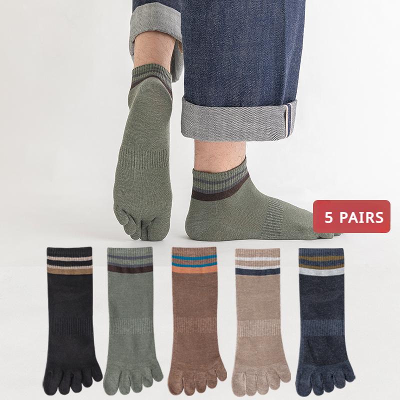 5 пар мужских носков с отдельными пальцами, спортивные низкие носки до щиколотки, высококачественные хлопковые носки с пятью пальцами для мальчиков