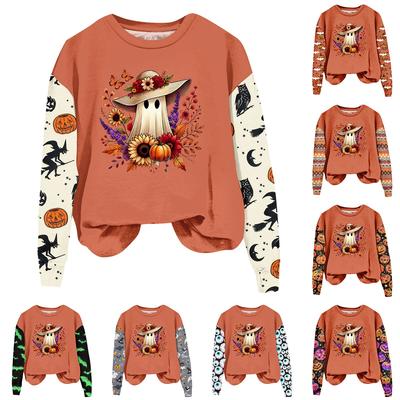 Женская одежда, осенне-зимний Хэллоуин, круглый вырез, длинный рукав, большой свободный плюшевый утолщенный свитер, топ
