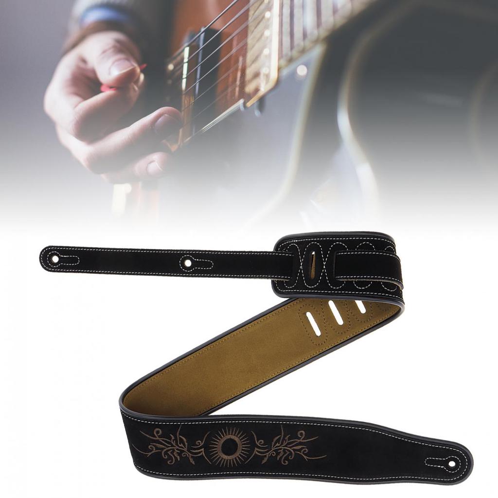 Ремешок для гитары из коровьей замши с цветочным узором и вышивкой с антифрикционным дизайном для электробаса