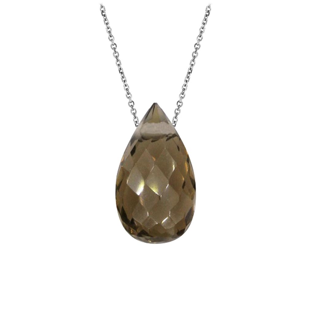Les Trésors De Lily [Q6775] - Silver 'Meghan' Smoky Quartz Silver Necklace (rhodium-plated) - 15x8 Mm
