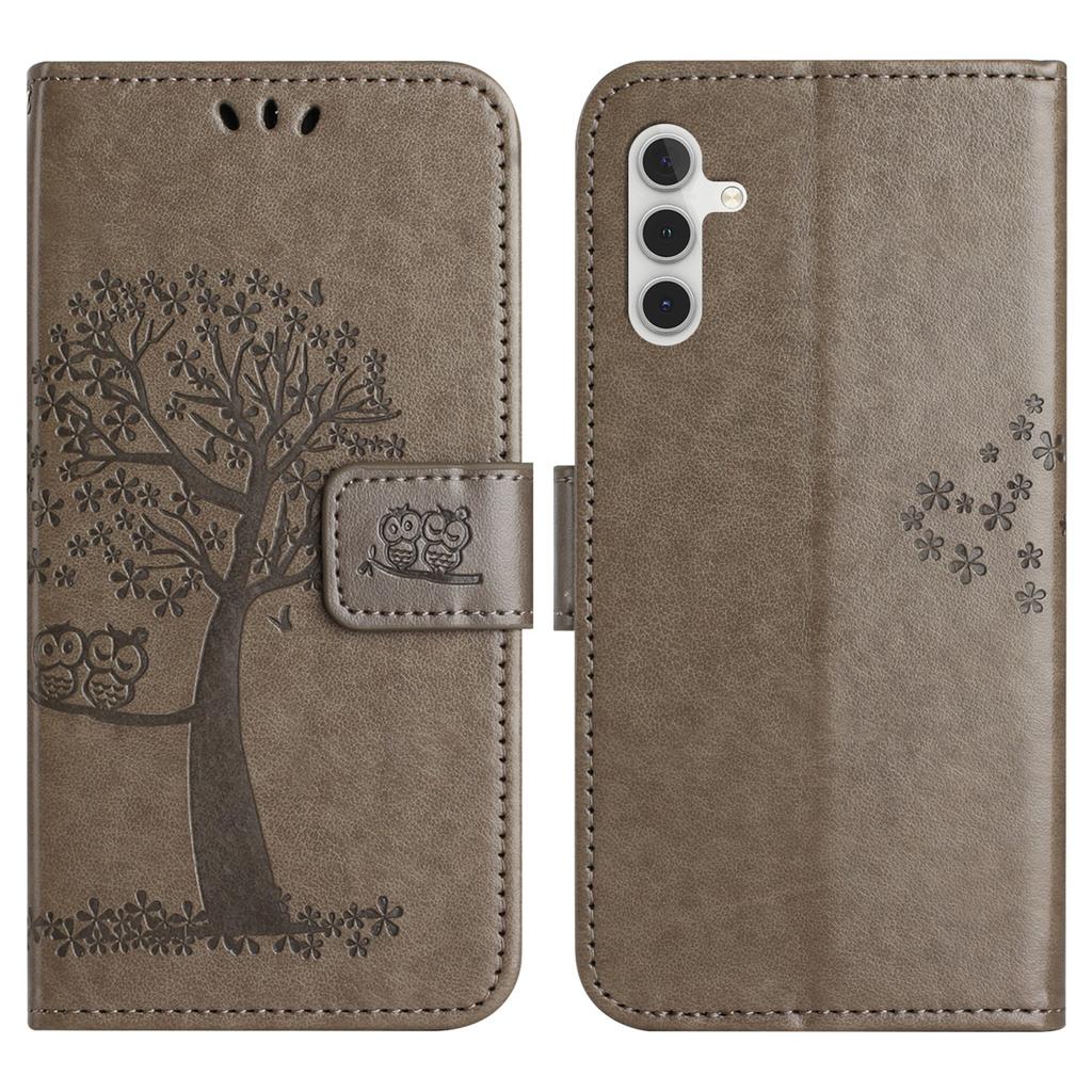 For Samsung Galaxy A56 5G Case PU Leather Owl Tree Imprinted Wallet Phone Cover