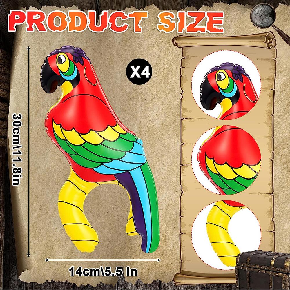 4шт надувной пиратский попугай реквизит на плечо косплей для украшения пиратской вечеринки