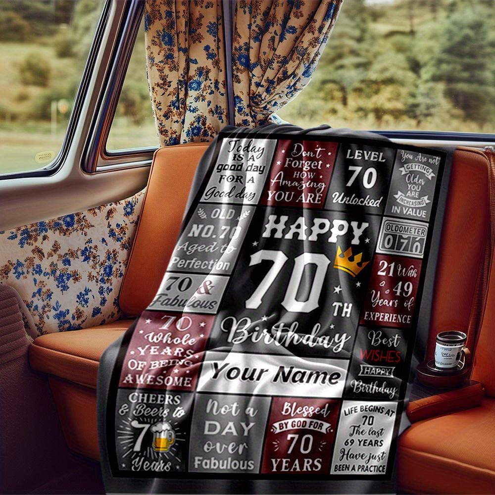 70Th Happy Birthday Blessed By God For 70 Years Blanket Personalized Name Soft Comfortable Stylish Blanket Car Blanket Perfect For Travel Camping