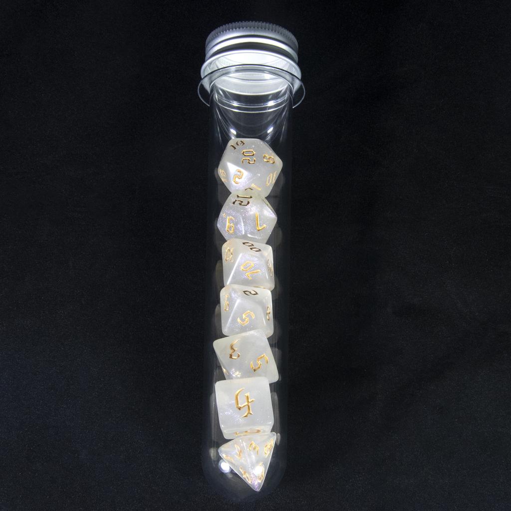 Набор из 7 игральных костей DND с трубчатыми блестящими многогранными игральными костями для настольной игры