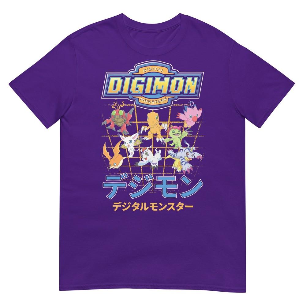 Digimon Character Grid With Kanji And Logo Digital Monsters Tshirt