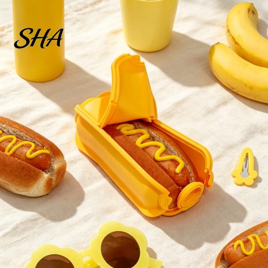 Picnic Food Carrier Food-grade Silicone Taco Holder, Flip-top Buckle Design Burrito Storage Nonstick Holder Box, Leak-proof Handling Box for