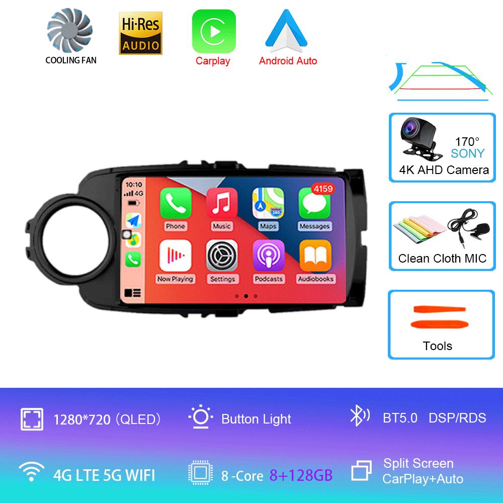 Car Radio Android 14 Carplay For Toyota Yaris 2012 2013 2014 2015 2016 2017 Navigation GPS Multimedia Player stereo wifi BT Auto