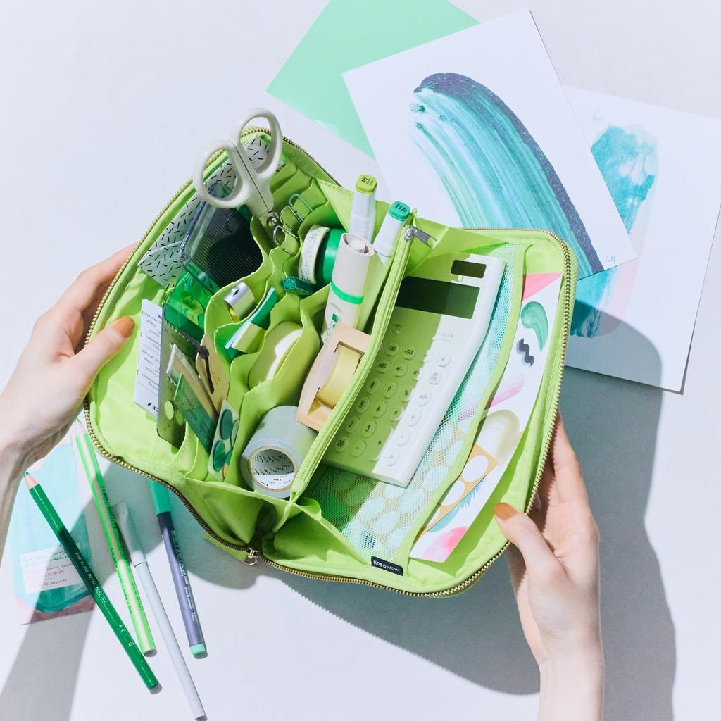 Косметичка Hobonichi с большим ящиком/Аква-лайм