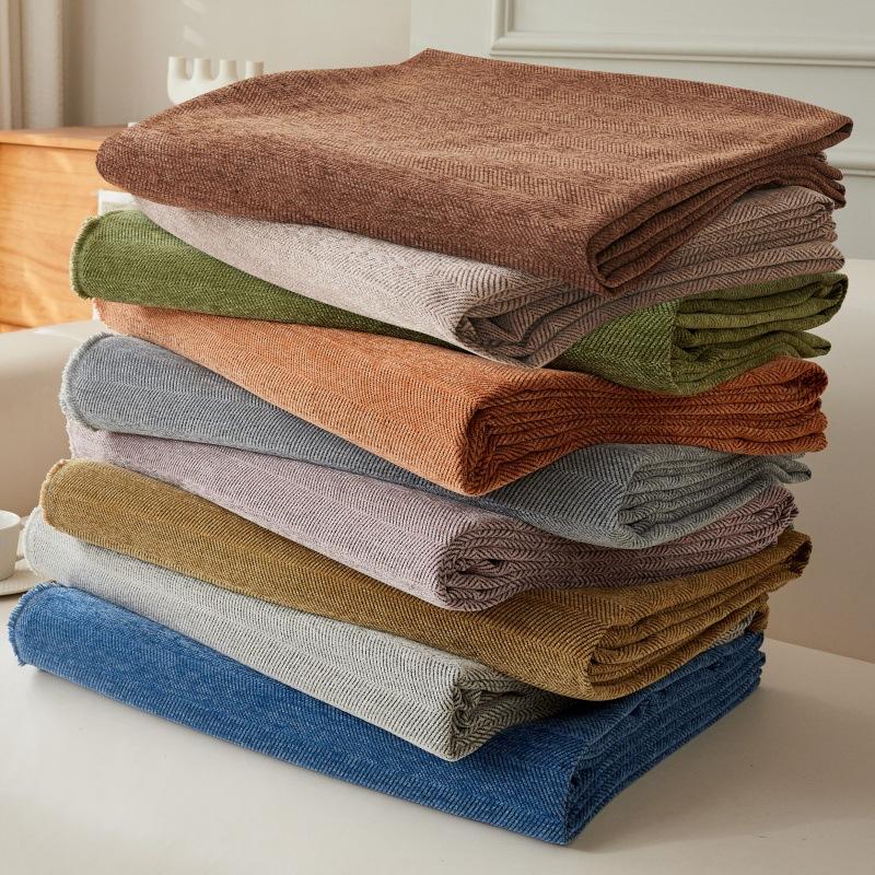 Простое шениловое диванное полотенце с принтом «елочка», однотонное, многофункциональное, декоративное, для дома, летние универсальные чехлы для дивана