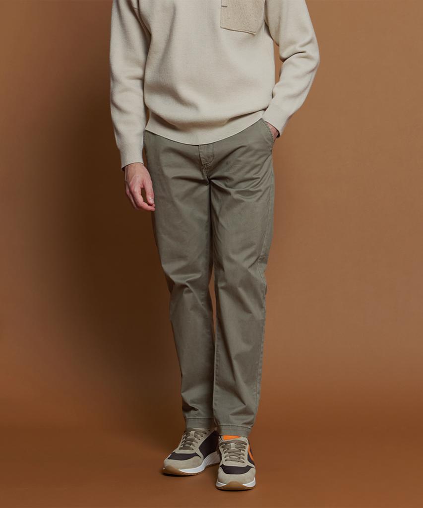 PANICALE Khaki Regular Slim Fit Cotton Pants (Type A)