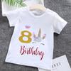 Cartoon Birthday Numbers Unicorn 1 2 3 4 5 6 7 8 9 Age Baby Boys Clothes Summer Tshirts 2023 Kids Clothes boysGirls Tees Tops