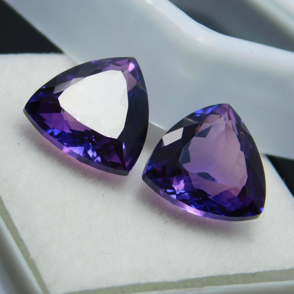 Purple 9 Ct Trillion Cut   Loose Gemstone Pair Natural Rare Tanzanite