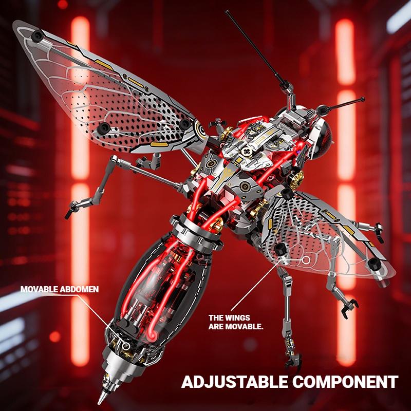 Механический Набор Строительных Игрушек 'Комар' Technic Животное Строительные Блоки Модель Насекомого со Светом и Движущимися Крыльями Подарок для Ребенка Взрослых