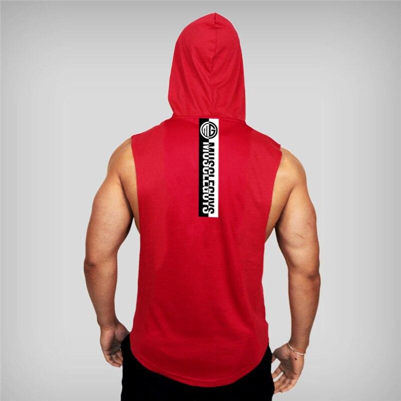 Muscleguys Свободный дышащий жилет с капюшоном для бодибилдеров, спортивные футболки без рукавов для бега