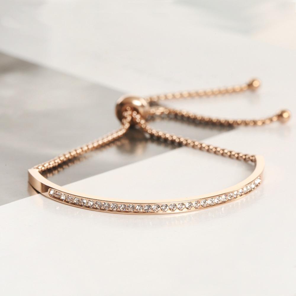 Delicate Crystal Bracelet Stainless Steel Simple Hand Bangle Fashion Rhinestone Bracelet  Gifts