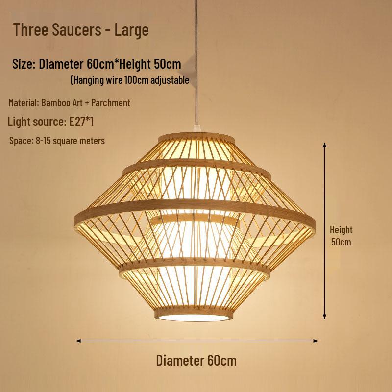 Retro Zen Bamboo Weaving Pendant Lamp for Restaurants & Teahouses