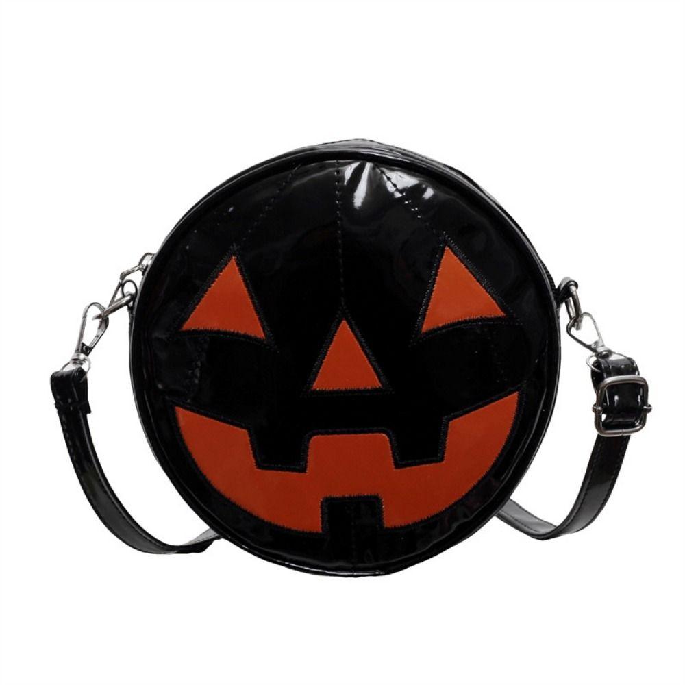 Purse Round Halloween Pumpkin Crossbody Bag Adjustable Strap Pumpkin Devil Shoulder Bag Men/Women