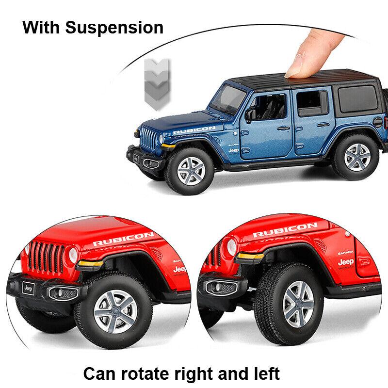 1/32 масштабная модель игрушечного автомобиля для Jeep Wrangler Rubicon, модель автомобиля из сплава, литая под давлением внедорожная игрушка со звуком и светом