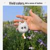 Adorable Rex Rabbit Fur Kitten Keychain - Plush Heart Cartoon Design with Free Shipping