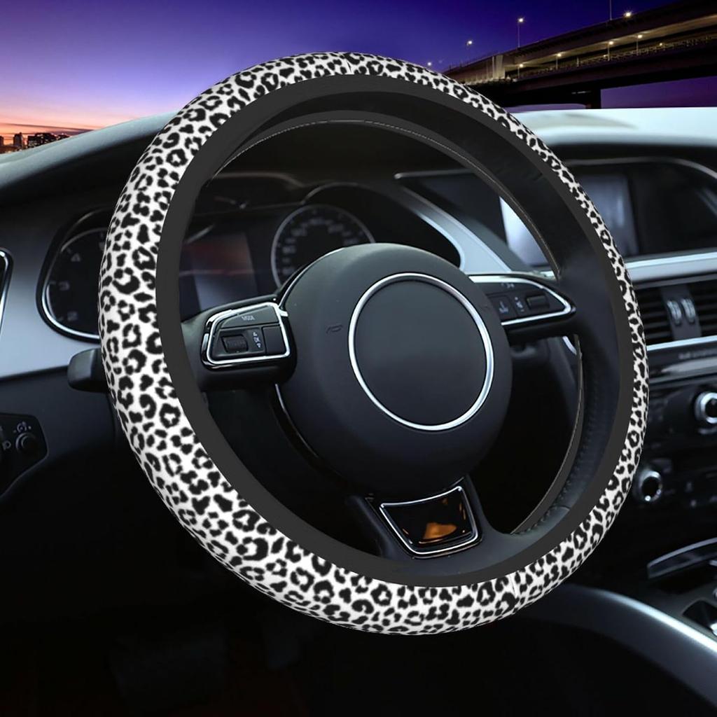 Cheetah Leopard Steering Wheel Cover - Leopard Steering Wheel Covers Women Men Girls Car Accessories Decor Anti-Slip Auto Neoprene Universal 15 Inch