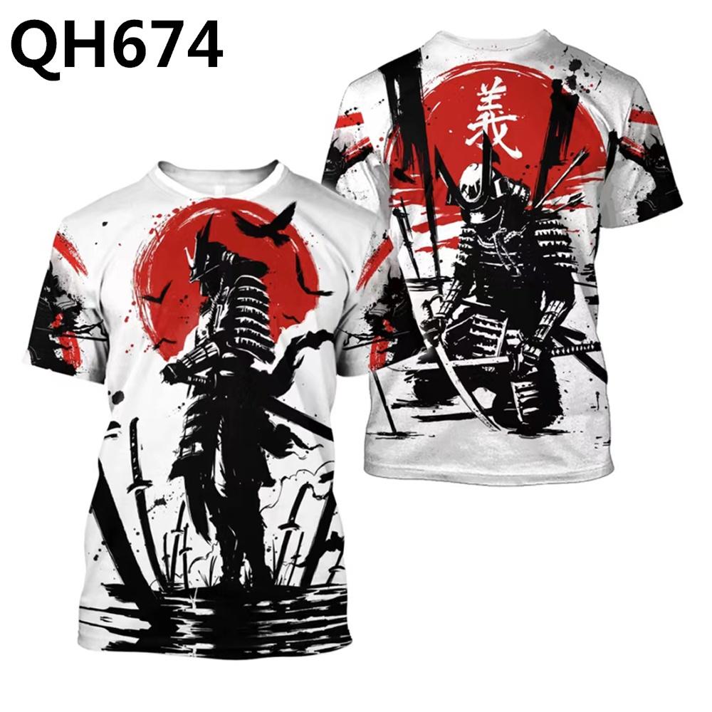 Японская татуировка Half Armor Prajna 3D Printed Print Pattern Summer Harajuku Casual Short Sleeved T Shirt Top