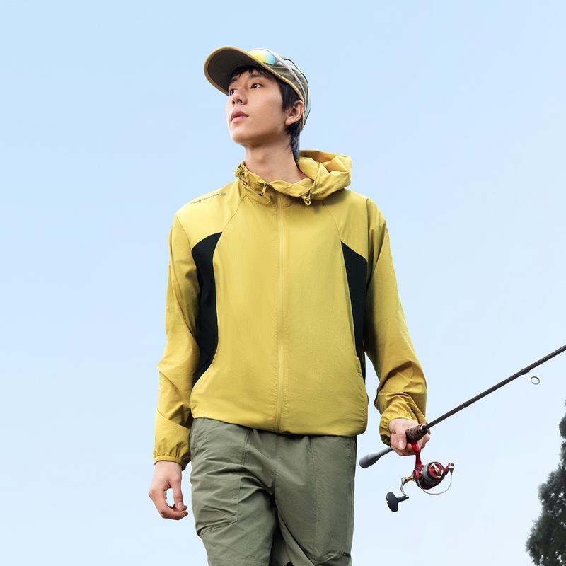 Li Ning CF Дышащая Водоотталкивающая Защита от УФ-лучей Ветровка Мужская Верхняя одежда Смешанный Желтый AFDV371-6