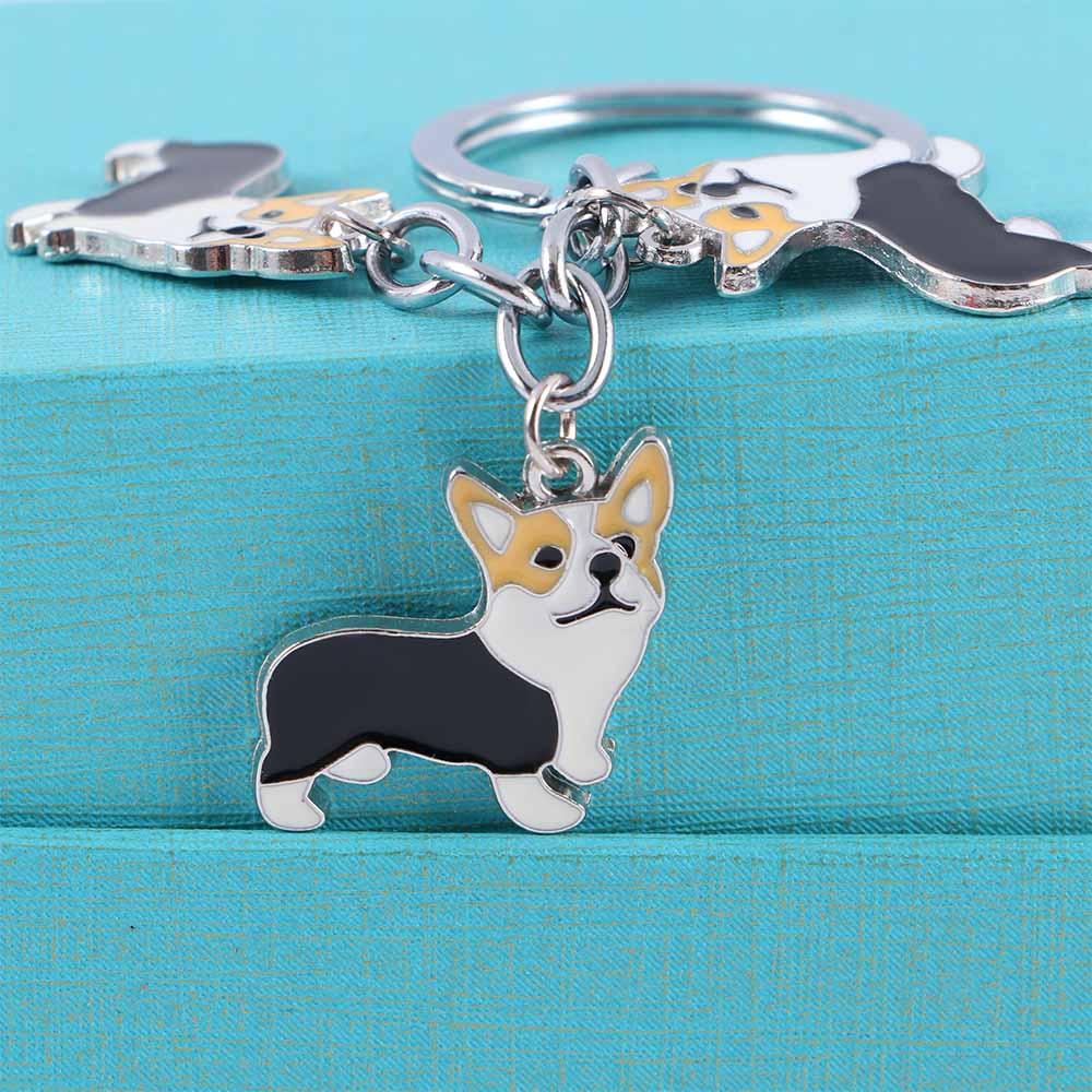 Cartoon Couple Ornaments Car Key Holder Corgi Key Chain Handbag Pendant Bag Key Chain Dog Key Chain