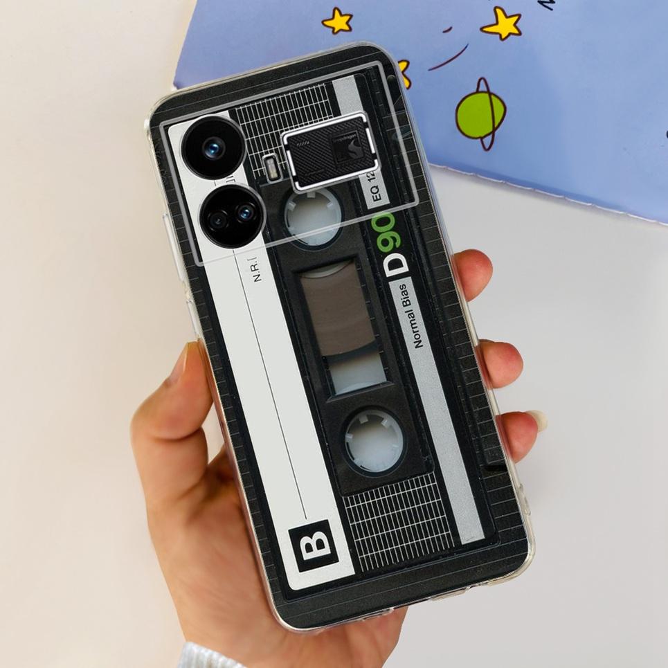 For Realme GT5 Case Clear Silicone Soft TPU Cover For OPPO Realme GT 5 RealmeGT5 Cases Flower Marble Jelly Bumper Coques
