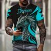 Мужские модные топы с коротким рукавом Новые 3D-принты с драконами Круглый вырез Короткий рукав Футболка Уличный спорт Фитнес Топы Одежда