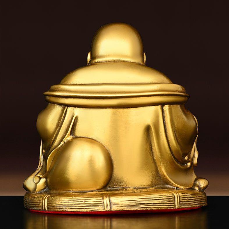 Полностью медный Будда Майтрейя, украшение для домашнего офиса, автомобиля, небольшое украшение, тканевая сумка, Будда с большим животом, улыбающийся Будда