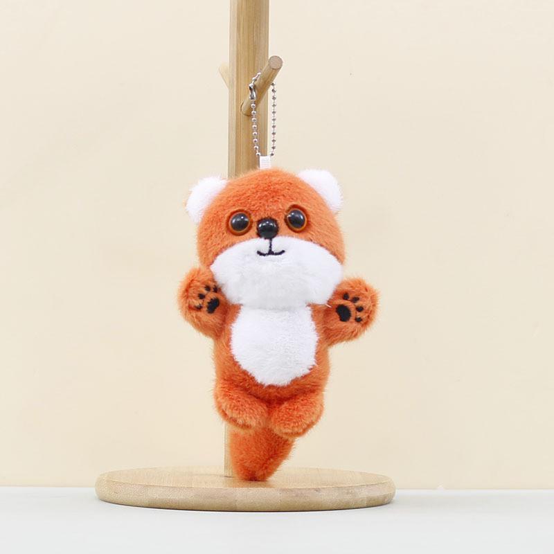 Soft Short Fur Fox Plush Keychain With Pp Cotton Filling For Kids